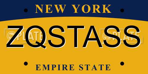 ZQSTASS New York License Plate