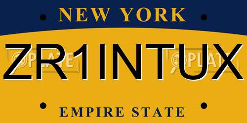 ZR1INTUX New York License Plate