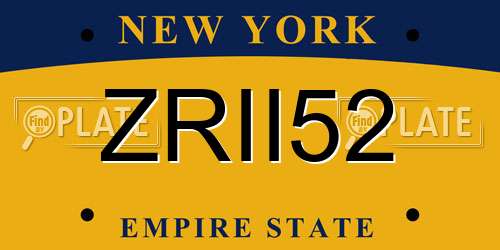 ZRII52 New York License Plate