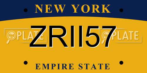 ZRII57 New York License Plate