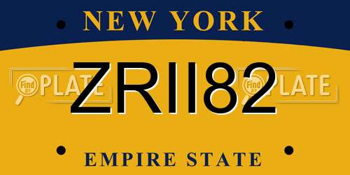 ZRII82 New York License Plate