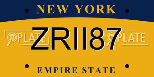 ZRII87 New York License Plate