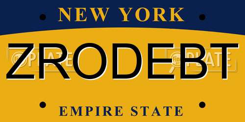 ZRODEBT New York License Plate