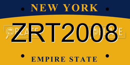 ZRT2008 New York License Plate