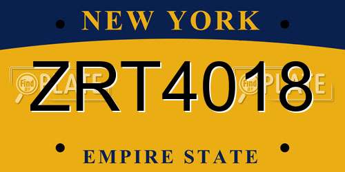 ZRT4018 New York License Plate