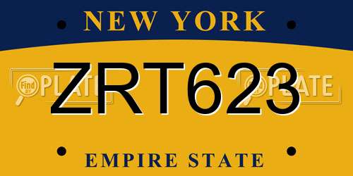 ZRT623 New York License Plate