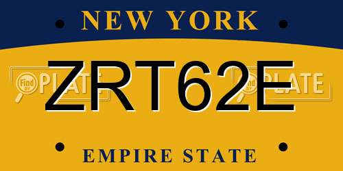 ZRT62E New York License Plate