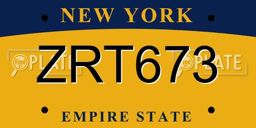 ZRT673 New York License Plate
