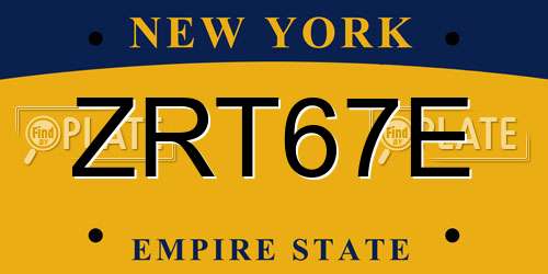 ZRT67E New York License Plate