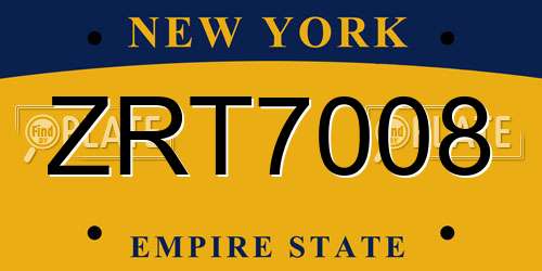 ZRT7008 New York License Plate