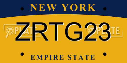 ZRTG23 New York License Plate
