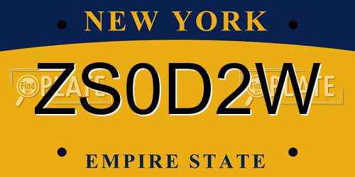 ZS0D2W New York License Plate