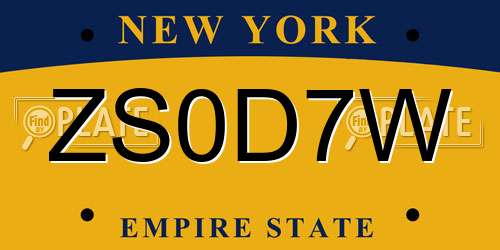 ZS0D7W New York License Plate
