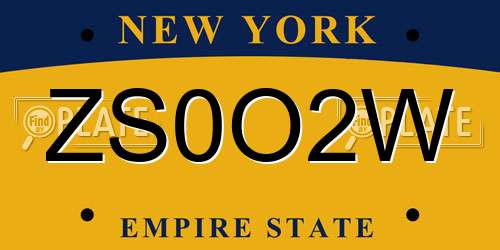ZS0O2W New York License Plate