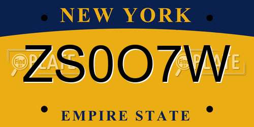 ZS0O7W New York License Plate