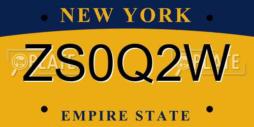 ZS0Q2W New York License Plate