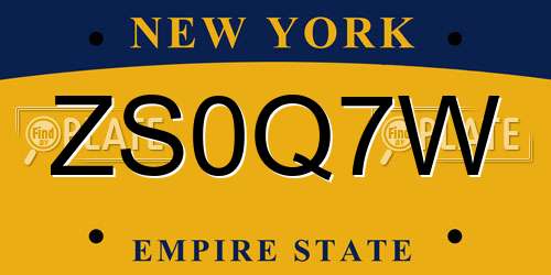 ZS0Q7W New York License Plate