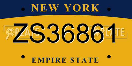 ZS36861 New York License Plate