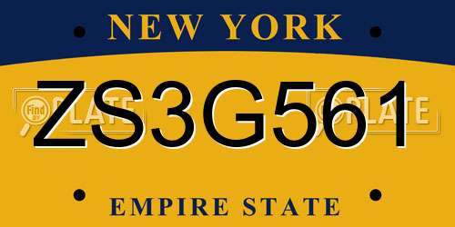 ZS3G561 New York License Plate