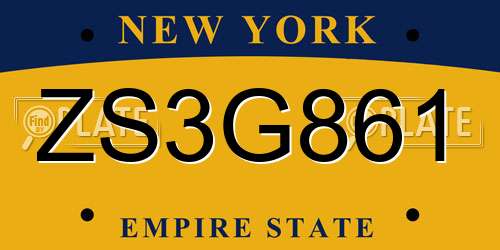 ZS3G861 New York License Plate