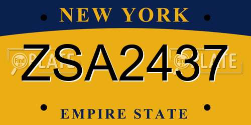 ZSA2437 New York License Plate