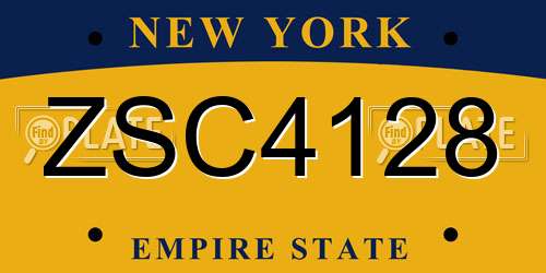 ZSC4128 New York License Plate