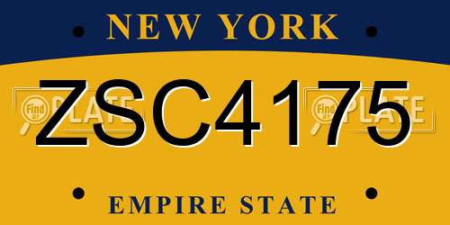 ZSC4175 New York License Plate