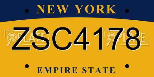 ZSC4178 New York License Plate