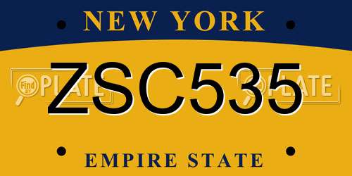 ZSC535 New York License Plate