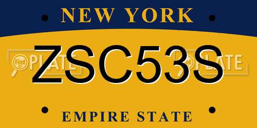 ZSC53S New York License Plate