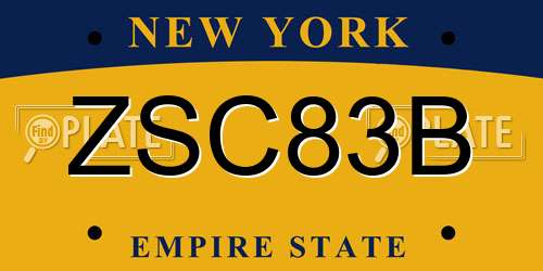 ZSC83B New York License Plate