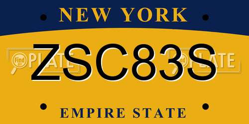 ZSC83S New York License Plate