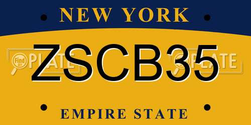 ZSCB35 New York License Plate