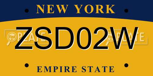 ZSD02W New York License Plate