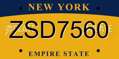 ZSD7560 New York License Plate