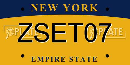 ZSET07 New York License Plate