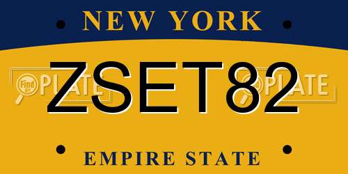 ZSET82 New York License Plate