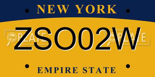 ZSO02W New York License Plate