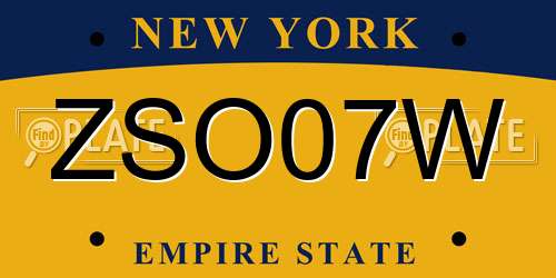 ZSO07W New York License Plate