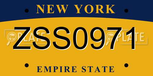 ZSS0971 New York License Plate