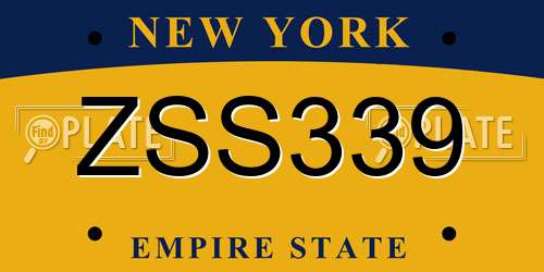ZSS339 New York License Plate