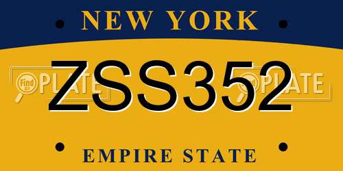 ZSS352 New York License Plate