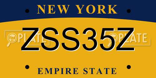 ZSS35Z New York License Plate
