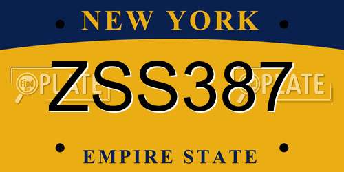 ZSS387 New York License Plate