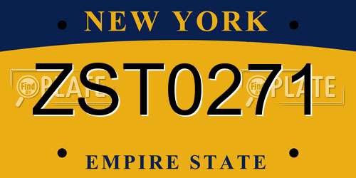 ZST0271 New York License Plate