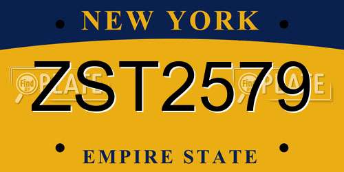 ZST2579 New York License Plate