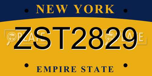 ZST2829 New York License Plate