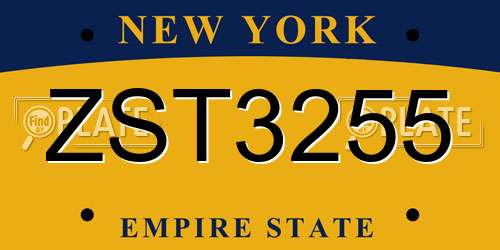 ZST3255 New York License Plate