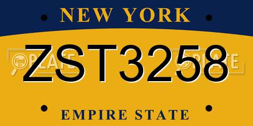 ZST3258 New York License Plate