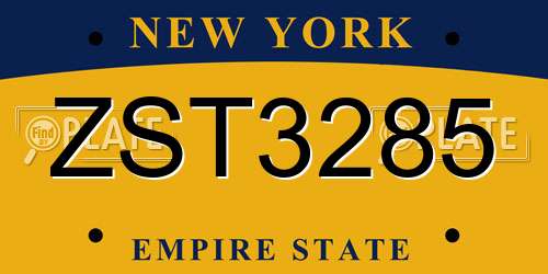 ZST3285 New York License Plate